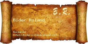 Bider Roland névjegykártya