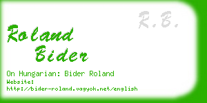 roland bider business card